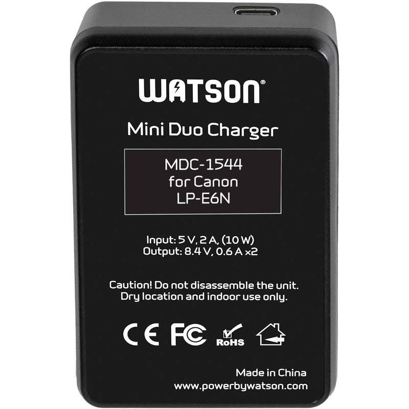 Watson Mini Duo&nbsp;USB-C Charger for Canon LP-E6, LP-E6N, and LP-E6NH Batteries