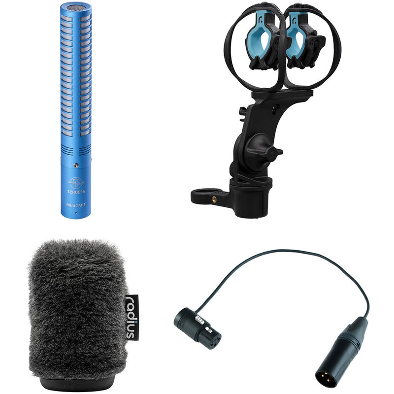 Schoeps MiniCMIT RAD-2 Set Short Shotgun Microphone with Radius RAD-2 Shockmount and Nimbus Windshield (Blue)