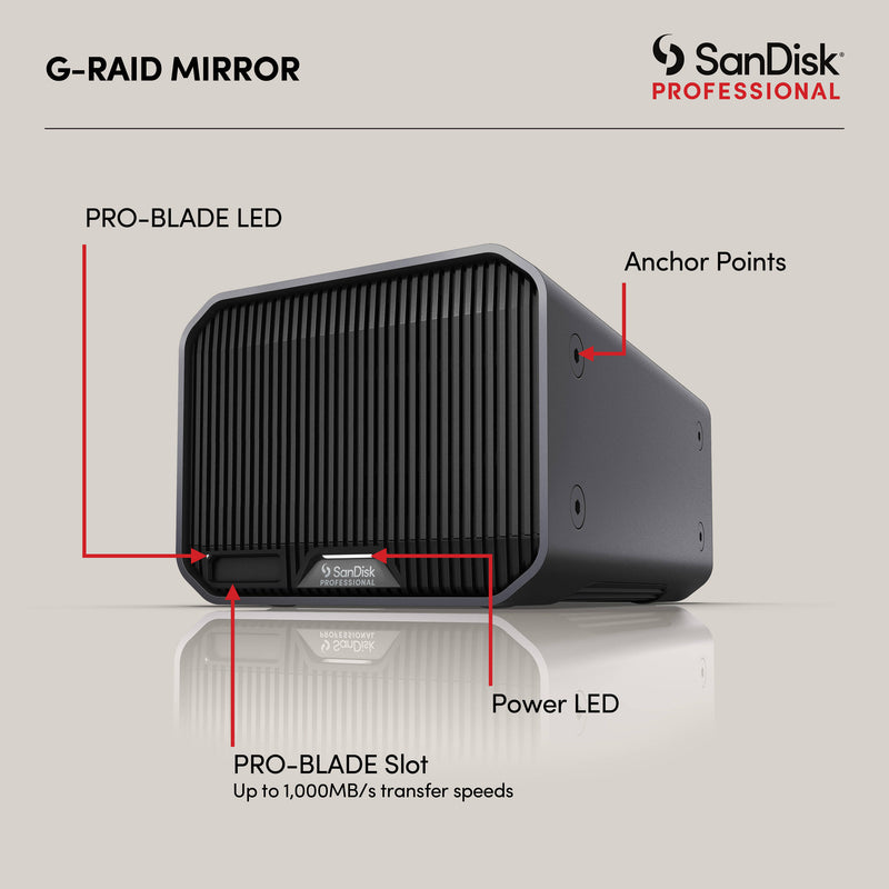 SanDisk Professional 48TB G-RAID Mirror 2-Bay RAID Thunderbolt 3 Array (2 x 24TB)