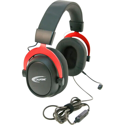 Califone GS3000 Over-Ear Headphones with Removable Gooseneck Microphone (Black and Red)