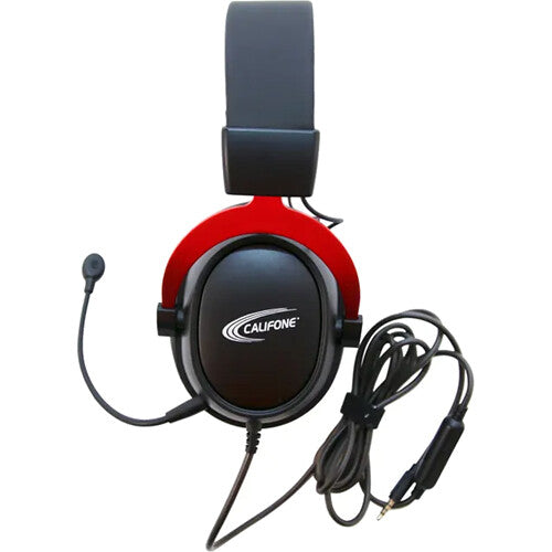 Califone GS3000 Over-Ear Headphones with Removable Gooseneck Microphone (Black and Red)