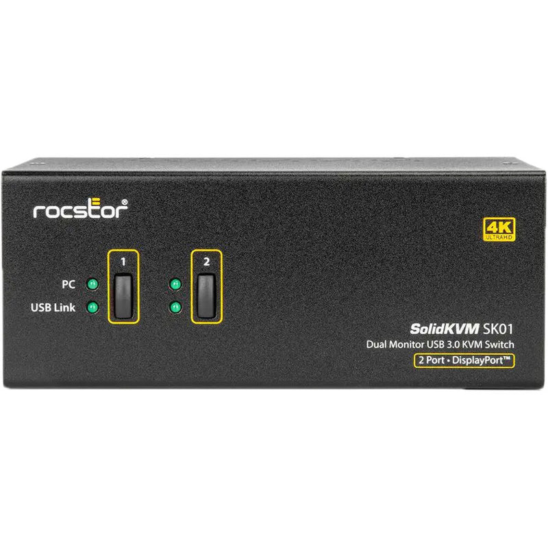 Rocstor Solid KVM SK01 2-Port 4K Dual View DisplayPort