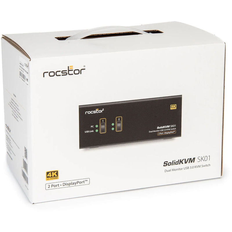 Rocstor Solid KVM SK01 2-Port 4K Dual View DisplayPort