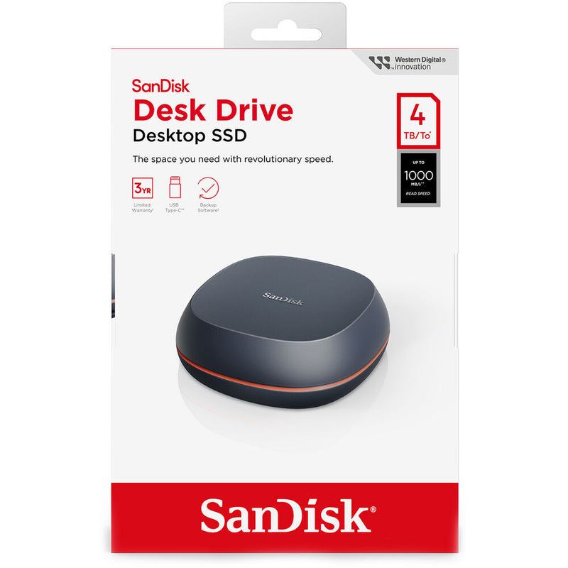 SanDisk 4TB Desk Drive SSD USB-C 3.2 Gen 2 External Drive