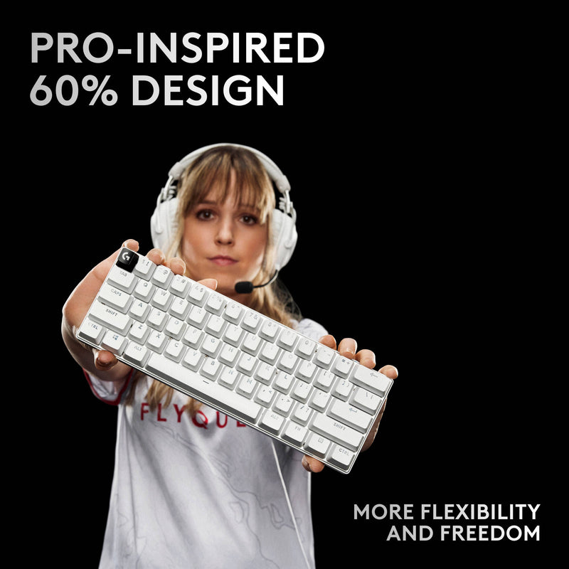 Logitech G PRO X 60 LIGHTSPEED Wireless Gaming Keyboard (White, Linear Switches)