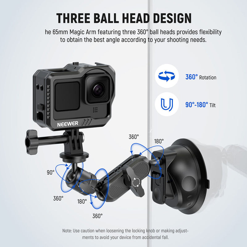 Neewer Multi-Section Magic Arm with Suction Cup Mount for Action Cams & Phones