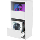 GLORIOUS Vinyl Vault Record Storage Cabinet with Soft-Closing Drawers (White)