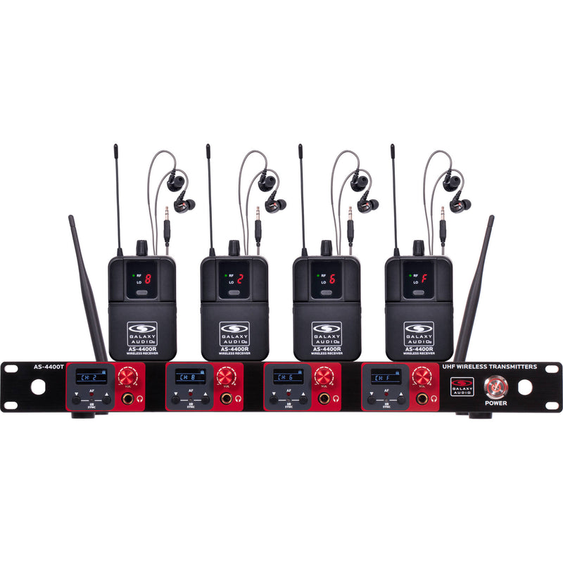 Galaxy Audio AS-4400 Quad Wireless In-Ear UHF Monitor System