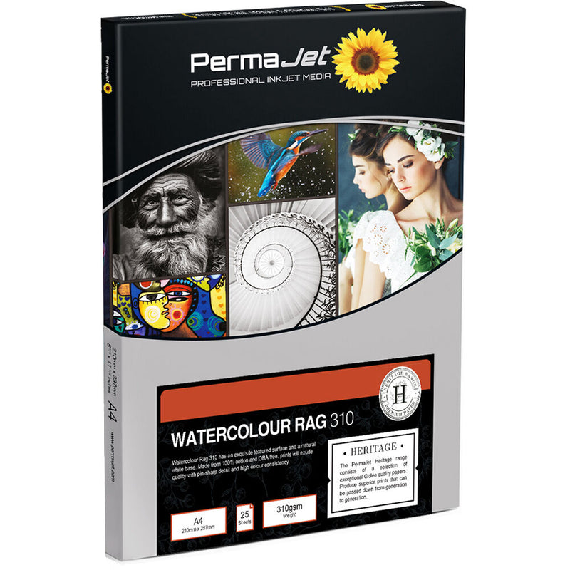 PermaJetUSA Watercolor Rag 310 Inkjet Photo Paper (A4, 25 Sheets)