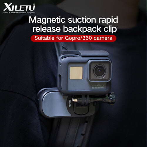 XILETU QJ-1+QS-2 Magnetic Quick Release Backpack Clip for Select Action Cameras