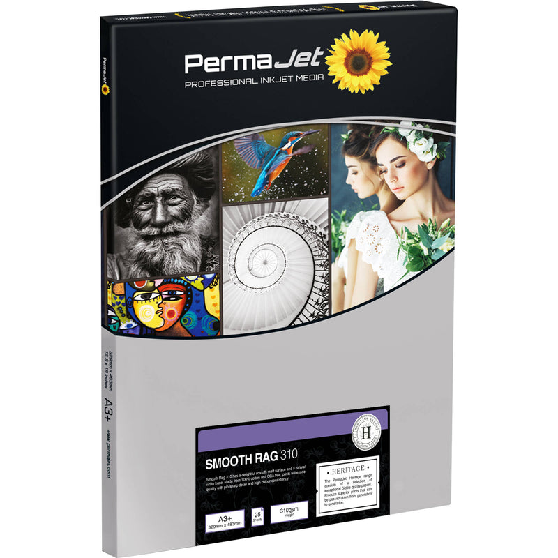 PermaJetUSA Smooth Rag 310 Fine Art Inkjet Paper (A3+, 25 Sheets)