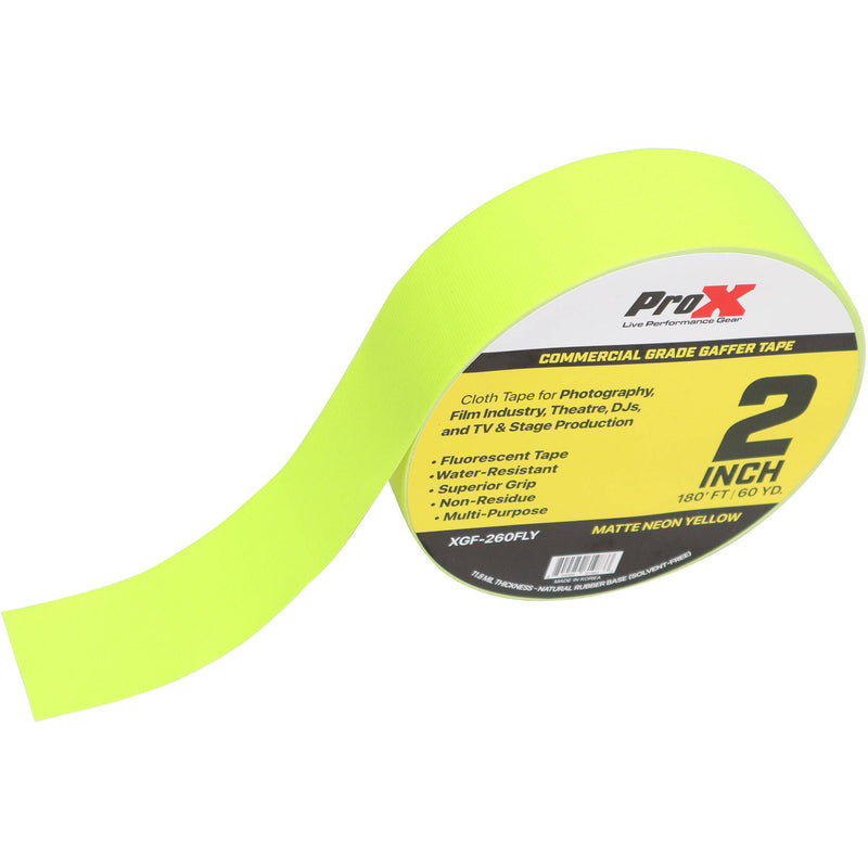 ProX Commercial-Grade Gaffer Tape (2" x 60 yd, Fluorescent Yellow)