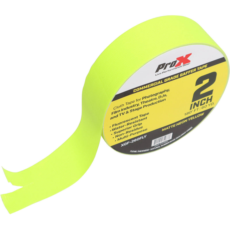 ProX Commercial-Grade Gaffer Tape (2" x 60 yd, Fluorescent Yellow)