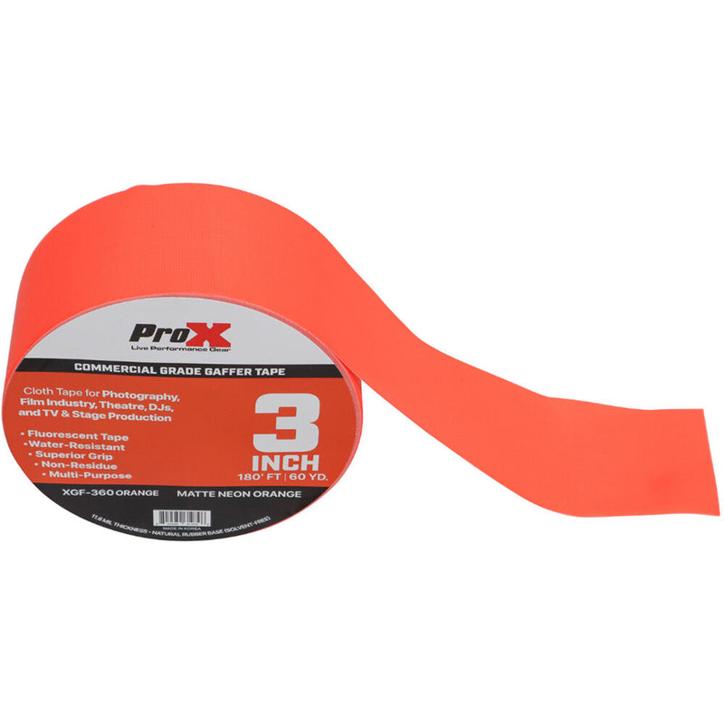 ProX Commercial-Grade Gaffer Tape (3" x 60 yd, Fluorescent Orange)