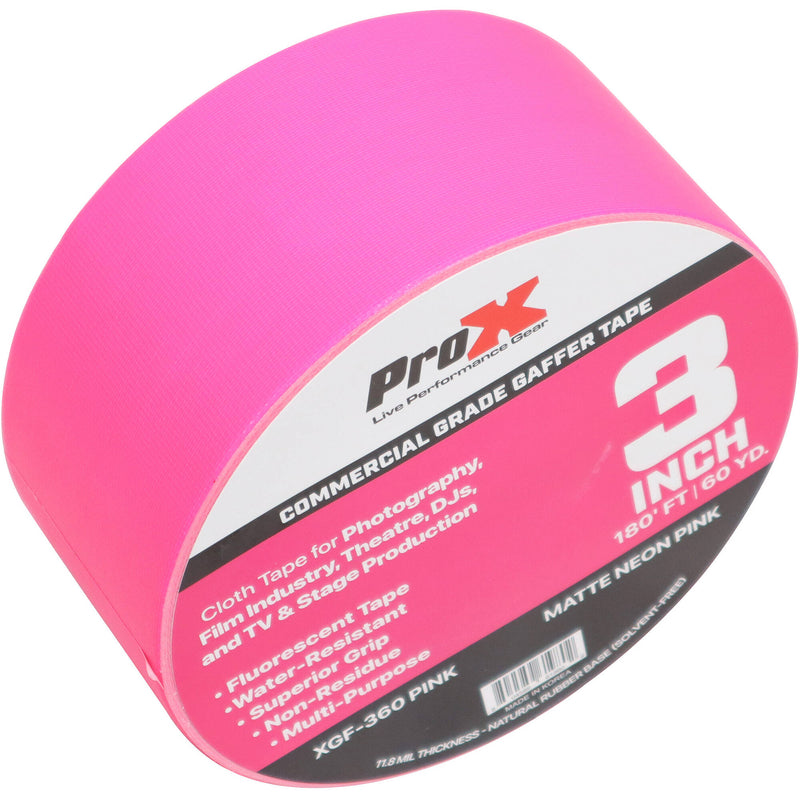 ProX Commercial-Grade Gaffer Tape (3" x 60 yd, Fluorescent Pink)