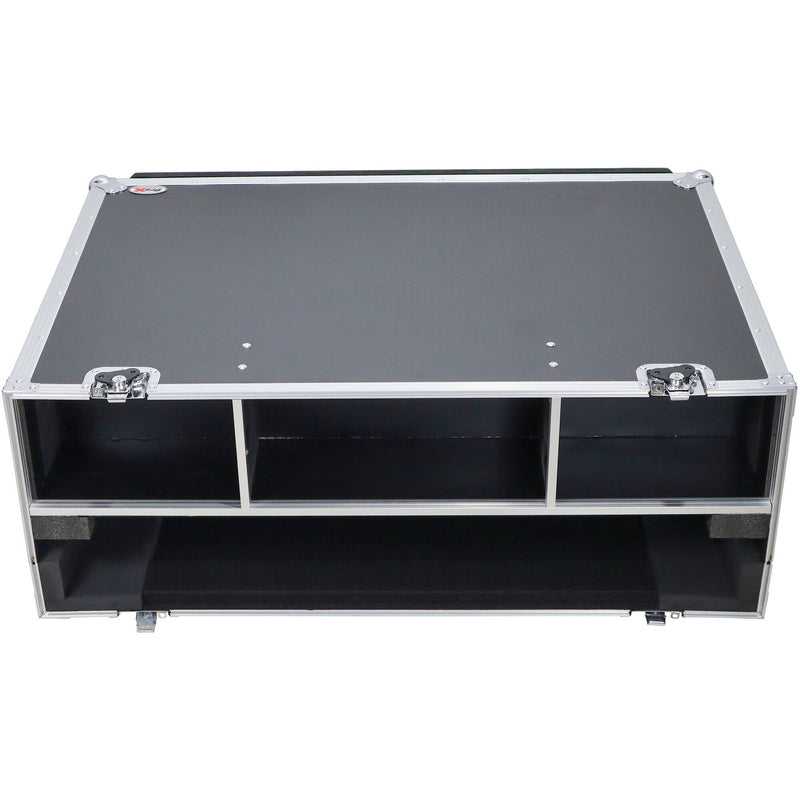 ProX ATA-Style Flight Case for Yamaha DM7 Extension Console with Doghouse and Wheels (Silver on Black)