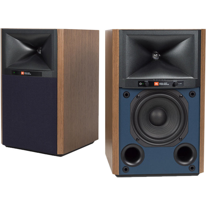 JBL 4305P Studio Monitor 2-Way Active Wireless Bookshelf Speakers (Natural Walnut, Pair)