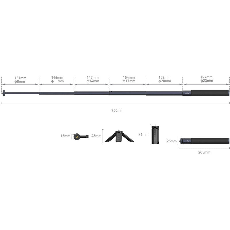 SmallRig Selfie Stick for Action Cameras (7.9 to 37")