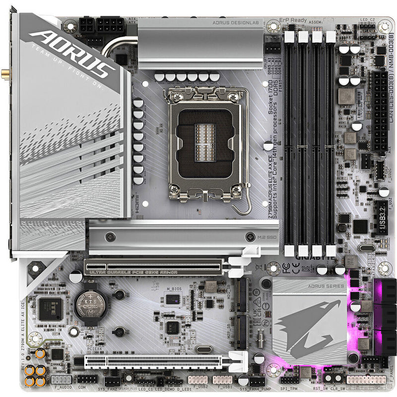 Gigabyte Z790M AORUS ELITE AX ICE LGA 1700 Micro-ATX Motherboard