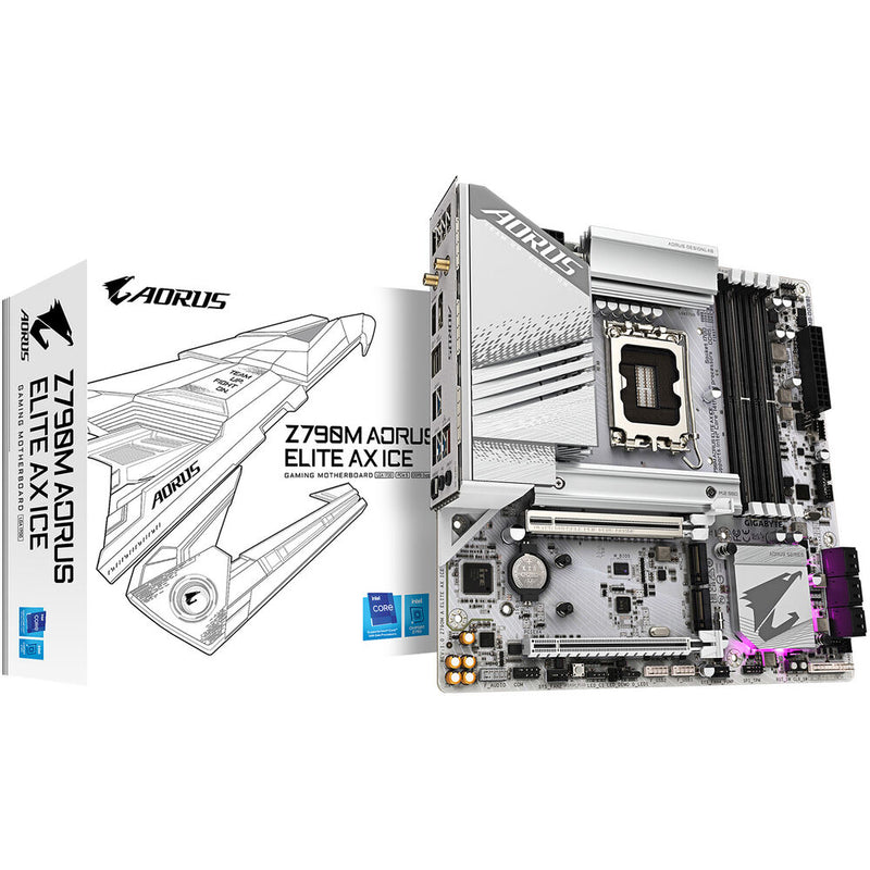 Gigabyte Z790M AORUS ELITE AX ICE LGA 1700 Micro-ATX Motherboard