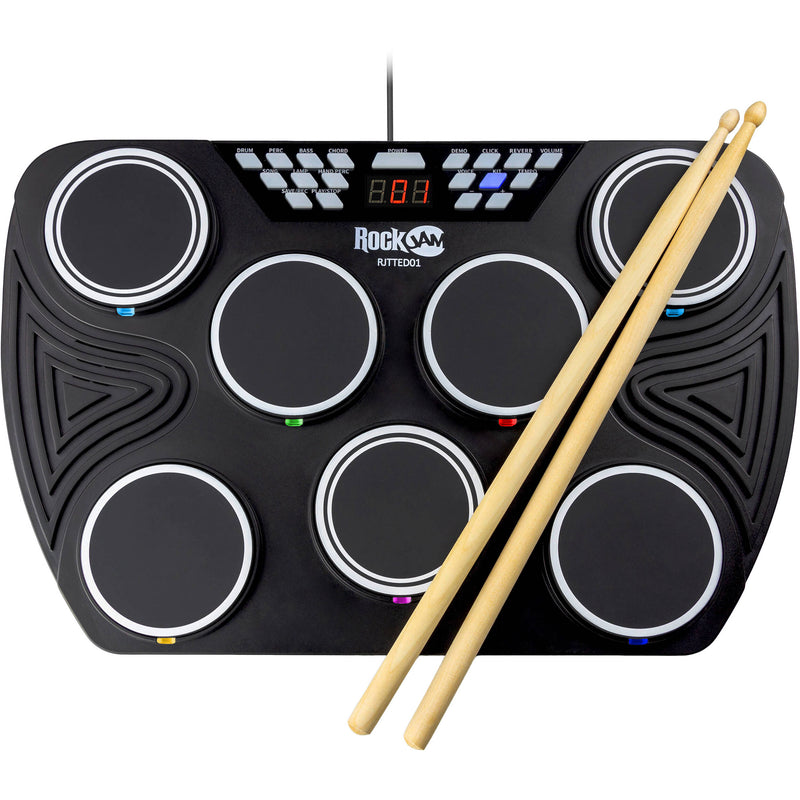 RockJam Tabletop 7-Pad Electronic MIDI Bluetooth Drum Kit