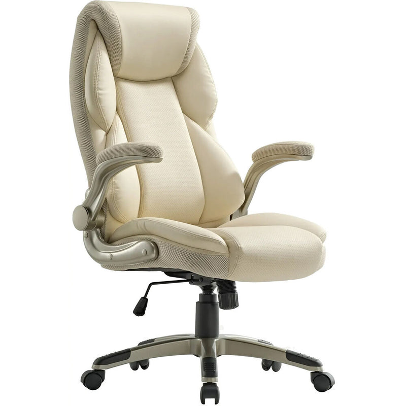 Eureka Galene Faux Leather Office Chair (Off-White)