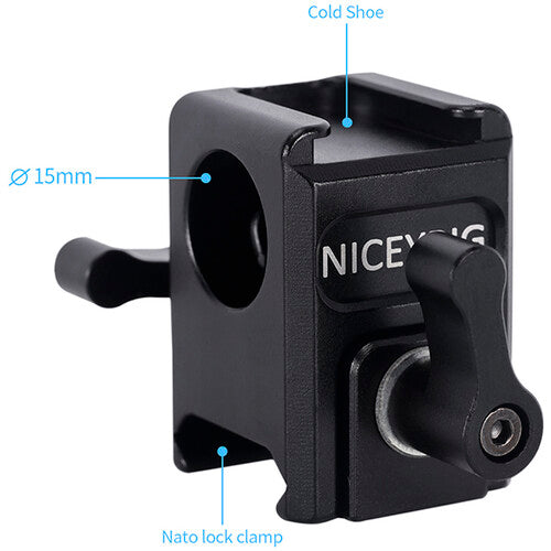 Niceyrig 15mm Single Rod Block with NATO Rail Clamp & Cold Shoe Mount