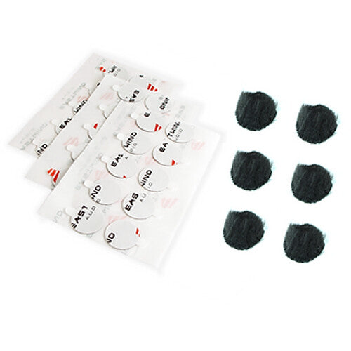 Eastwind Audio COMBO Packs Lavalier Fur Covers with Sticky Discs (Black, 6-Pack, 30-Pack Disc)