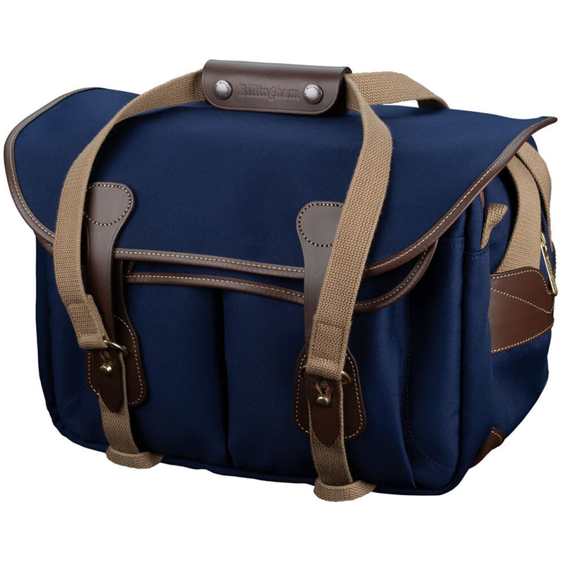 Billingham 335 MKII Camera/Laptop Bag (Navy Canvas / Chocolate Leather Trim, 10L)