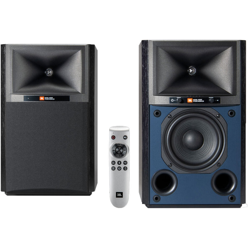 JBL 4305P Studio Monitor 2-Way Active Wireless Bookshelf Speakers (Black Walnut, Pair)