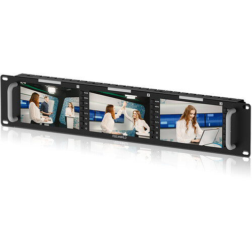 FeelWorld T51 PLUS Triple 5.5" 3G-SDI/HDMI Rackmount Monitor