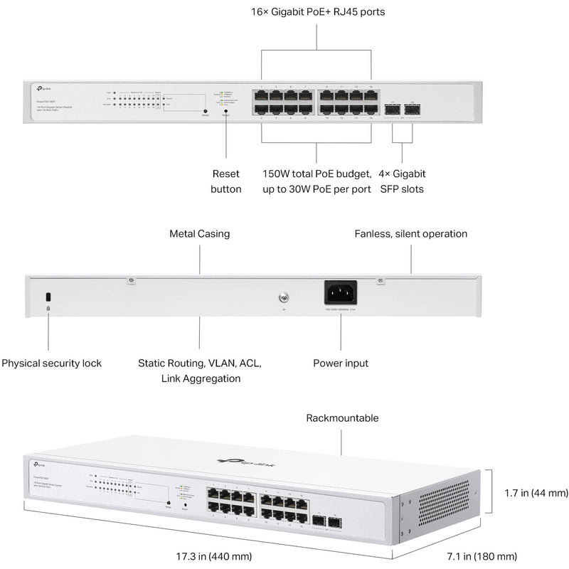 TP-Link Festa FS318GP 16-Port PoE+ Compliant Gigabit Managed Network Switch with SFP