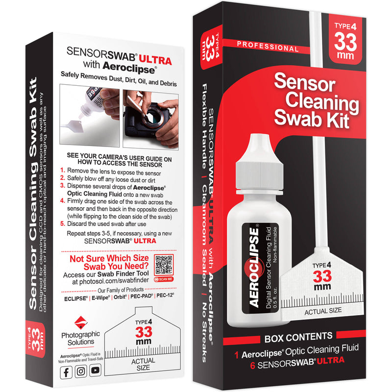 Photographic Solutions Sensor Cleaning Swab Kit (33mm Swab, Aeroclipse Solution)