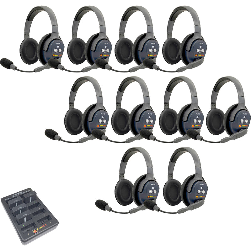 Eartec UltraLITE Pro16 Long-Range Dual-Channel Full-Duplex Wireless Intercom System with 10 Dual-Ear Headsets (2.4 GHz)