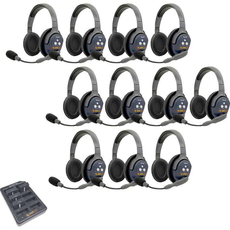 Eartec UltraLITE Pro16 Long-Range Dual-Channel Full-Duplex Wireless Intercom System with 11 Dual-Ear Headsets (2.4 GHz)