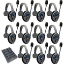 Eartec UltraLITE Pro16 Long-Range Dual-Channel Full-Duplex Wireless Intercom System with 11 Single-Ear Headsets (2.4 GHz)