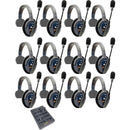 Eartec UltraLITE Pro16 Long-Range Dual-Channel Full-Duplex Wireless Intercom System with 12 Single-Ear Headsets (2.4 GHz)