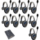 Eartec UltraLITE Pro16 Long-Range Dual-Channel Full-Duplex Wireless Intercom System with 9 Single-Ear Headsets (2.4 GHz)