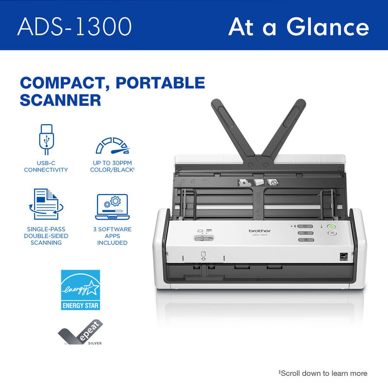 Brother ADS-1300 Compact Desktop Scanner