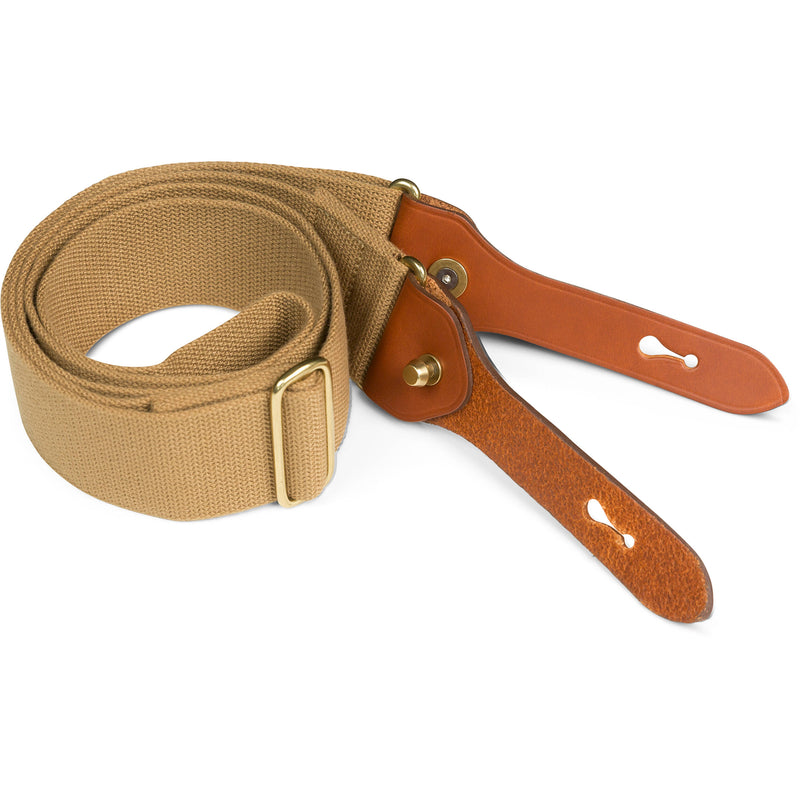 Billingham H1 Shoulder Sling/Strap (Khaki Webbing / Tan Leather Attachments)