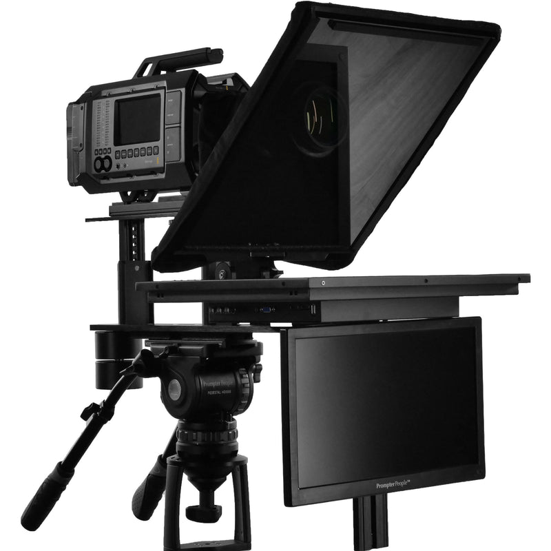 Prompter People Q-Gear Qpro  19" 1000 NIT HDMI 3G-SDI Teleprompter and 15.6" 3G-SDI HDMI RGB IPS Talent Monitor