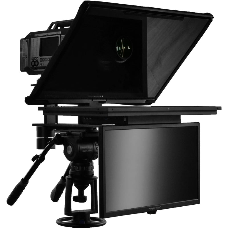 Prompter People Q-Gear Qpro  24" 16:9 Pro 400 NIT Teleprompter with 21.5" 3G-SDI HDMI RGB IPS Talent Monitor