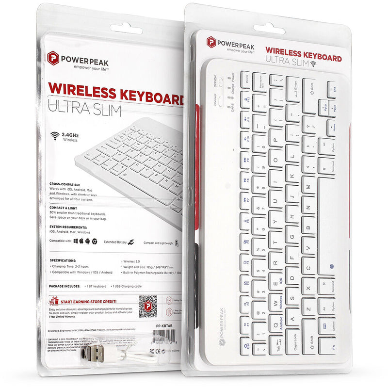 PowerPeak Mini Tablet Wireless Keyboard