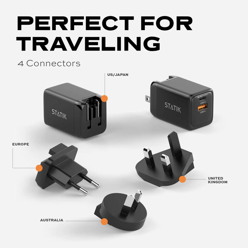 Statik 48W GaN Blitzcharge 2-Port USB Travel Charger