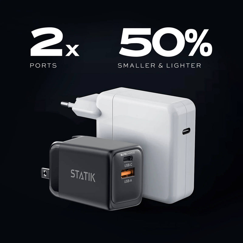 Statik 48W GaN Blitzcharge 2-Port USB Travel Charger