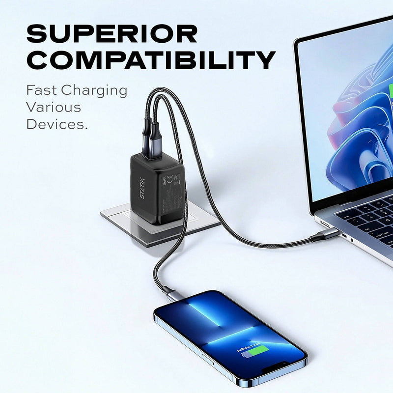 Statik 48W GaN Blitzcharge 2-Port USB Travel Charger