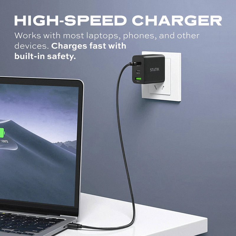 Statik 65W GaN 3-Port USB Wall Charger