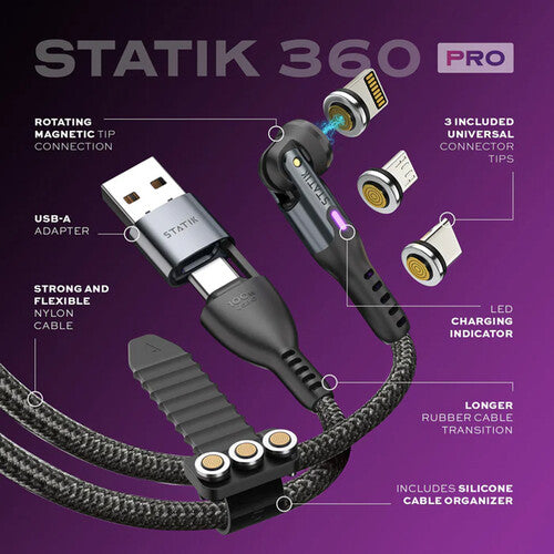 Statik 360 Pro 100W Universal Magnetic Charging Cable (6.6')