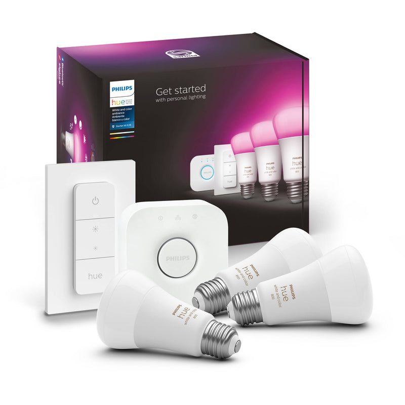 Philips Hue E26 Starter Kit with Dimmer Switch (White & Color Ambiance)