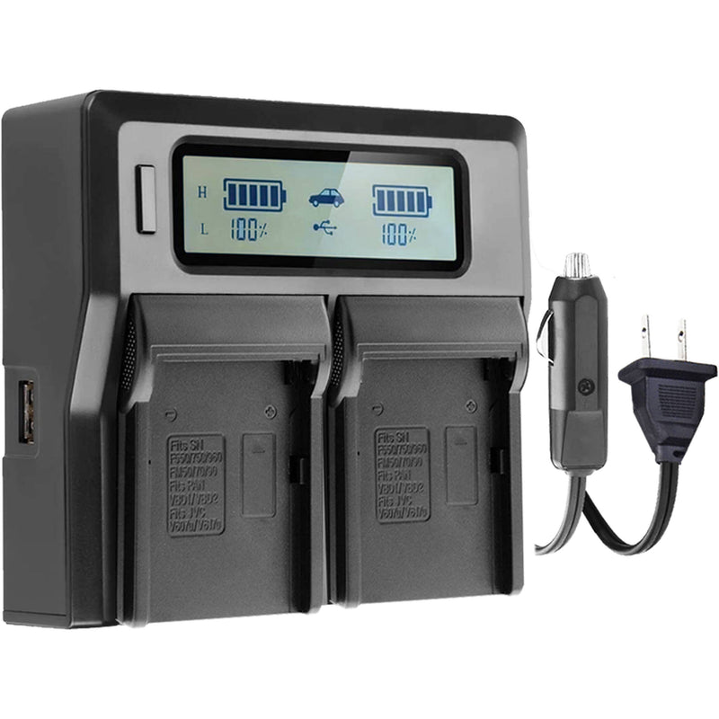 Vidpro Dual-Bay LCD AC/DC Battery Charger for Sony NP-FM50/55H